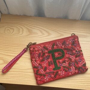 America & Beyond Beaded Initial Pouch